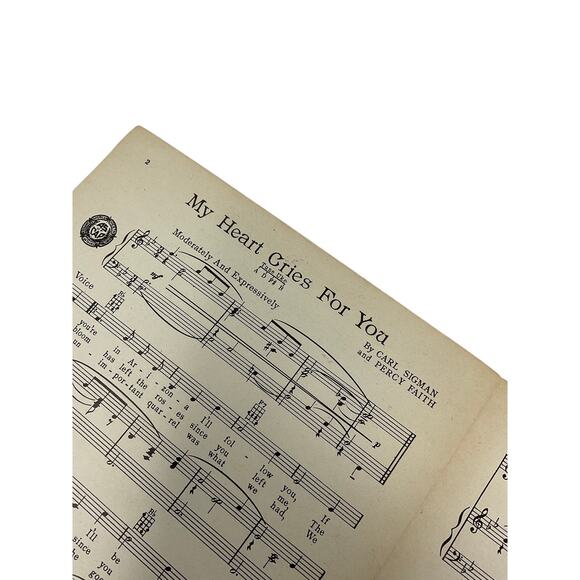 My Heart Cries For You Sheet Music 1950 Carl Sigman Percy Faith Dinah Shore - Picture 3 of 5